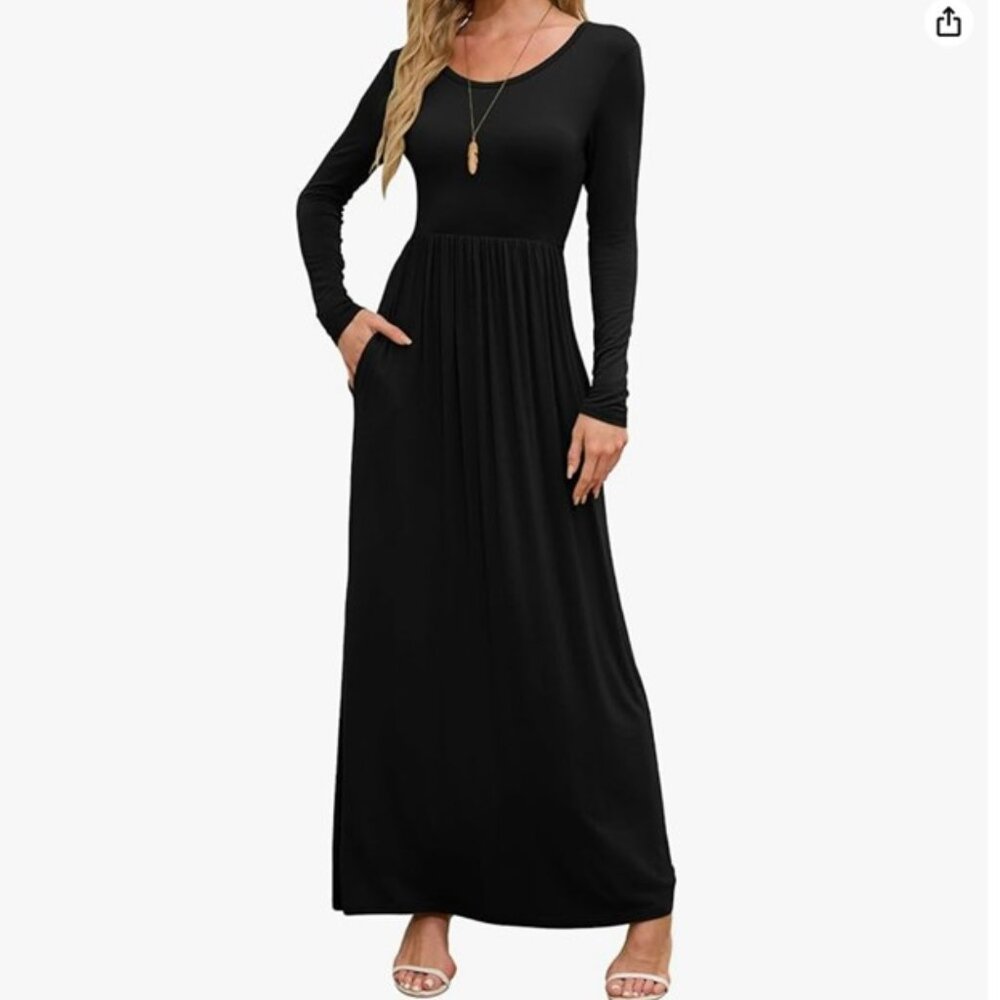 Dearcase Women’s Black Maxi Long Sleeve “Morticia” Dress Size 2XL